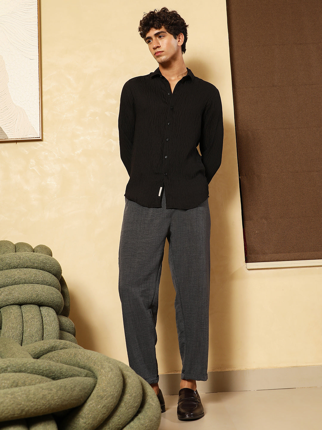 Solid Creased-Tactile Shirt