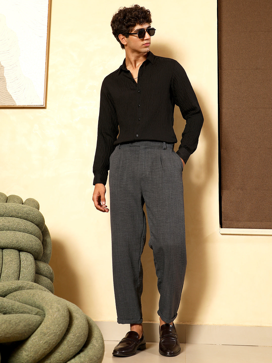 Solid Creased-Tactile Shirt