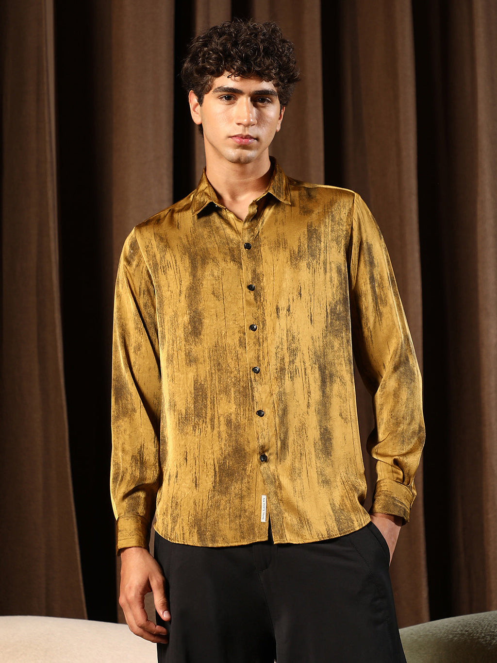 Gleaming-Grazed Satin Shirt