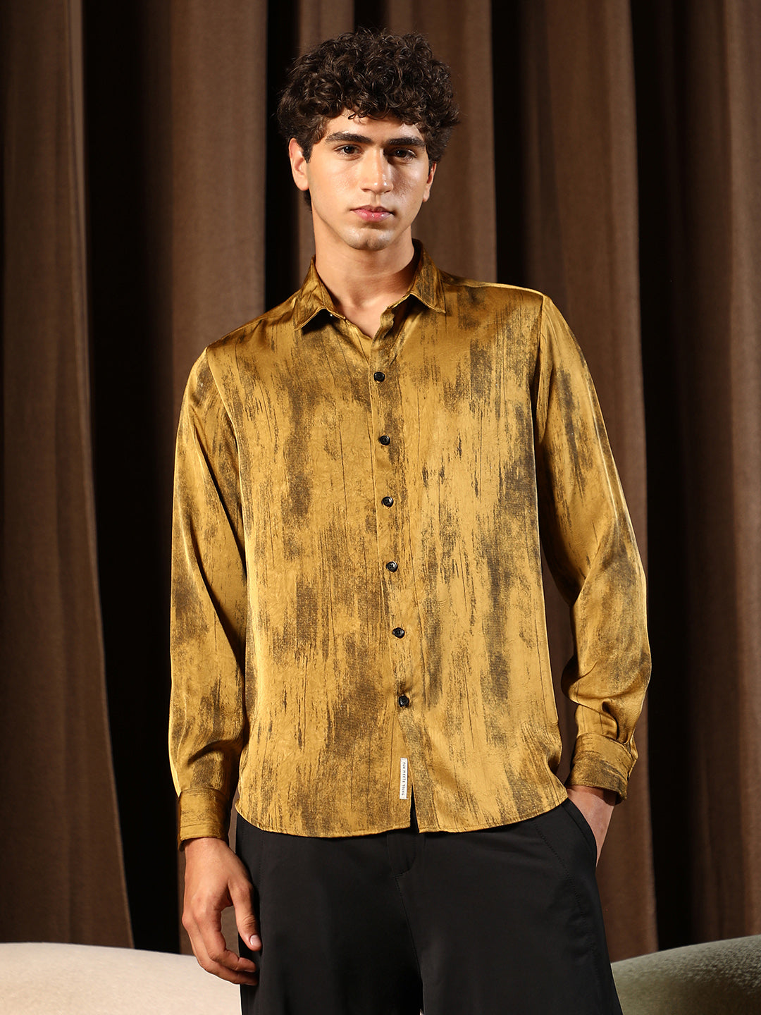 Gleaming-Grazed Satin Shirt