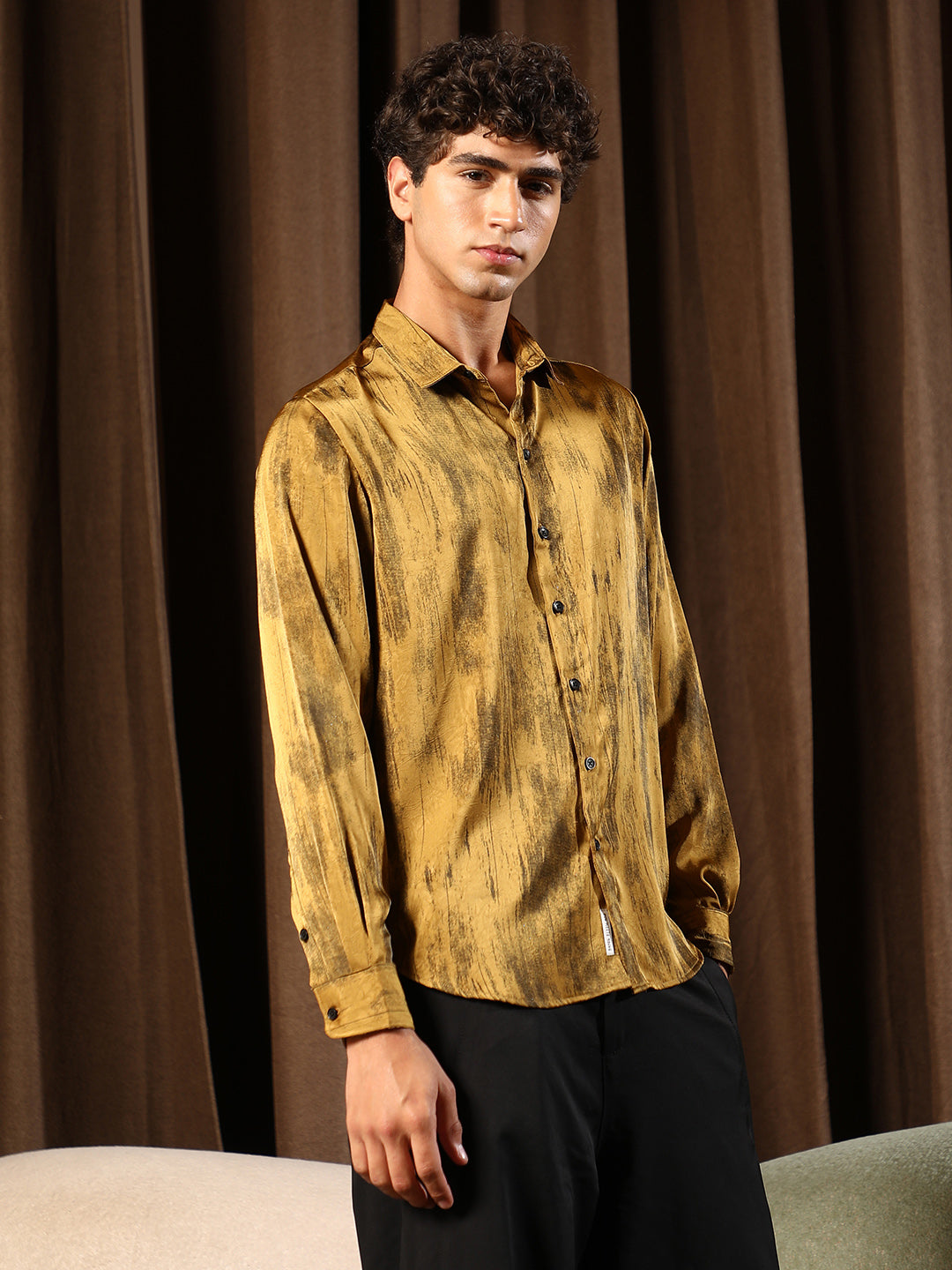 Gleaming-Grazed Satin Shirt