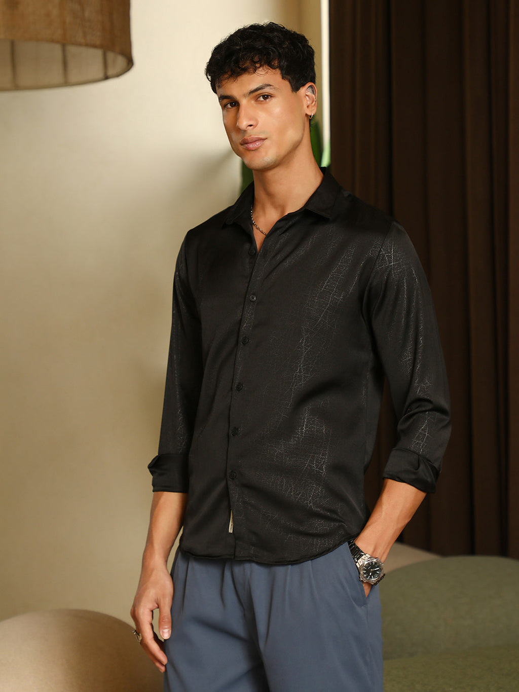 Axon-Jacquard Satin Shirt