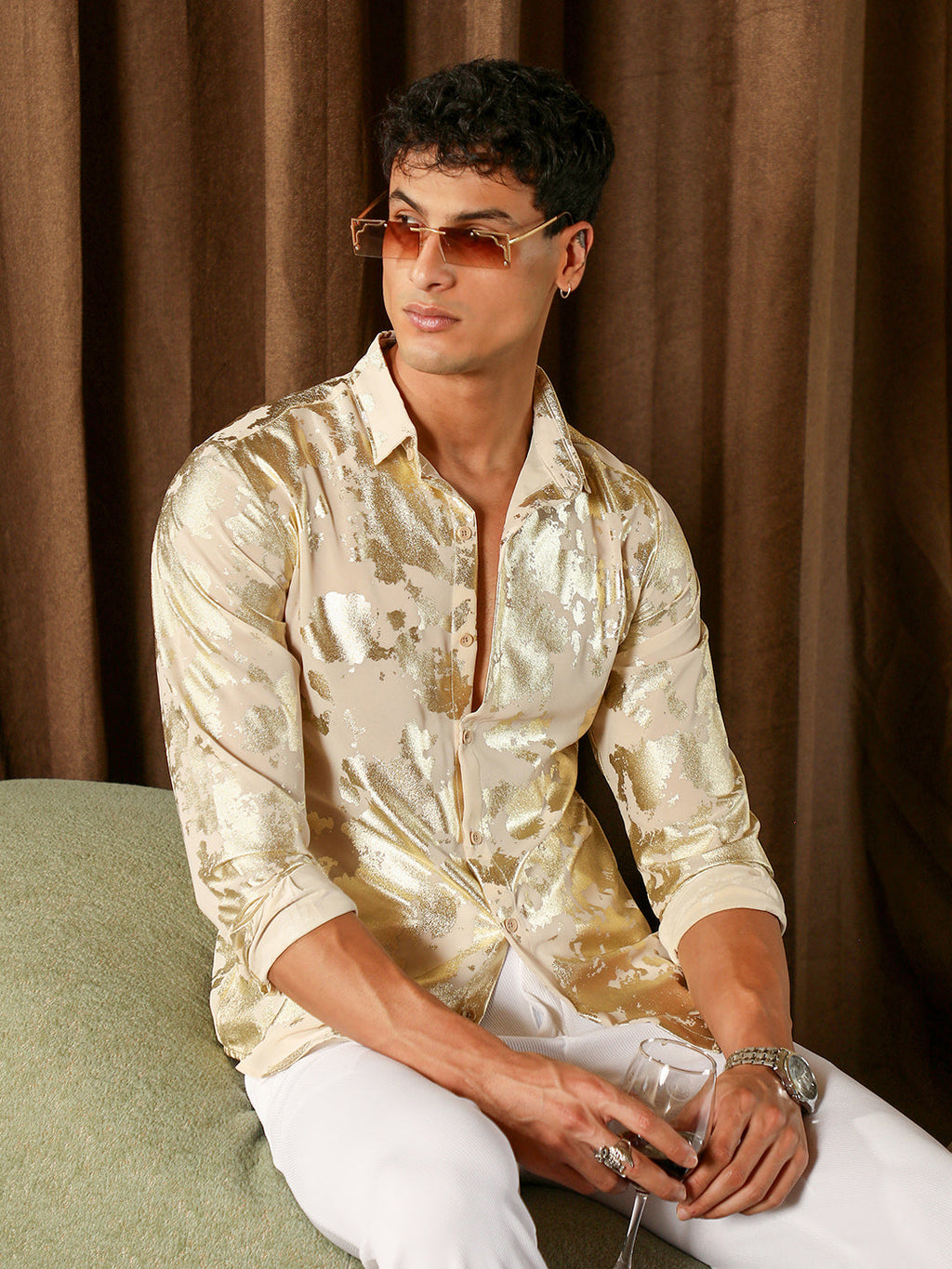 Metallic-Foil Imprint Shirt