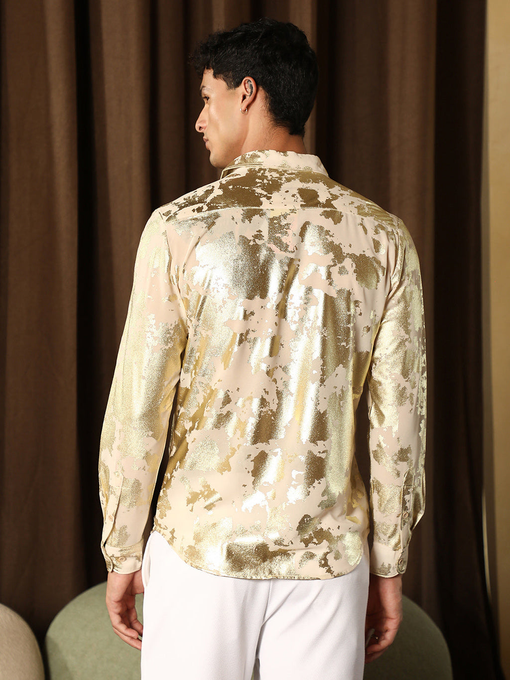 Metallic-Foil Imprint Shirt