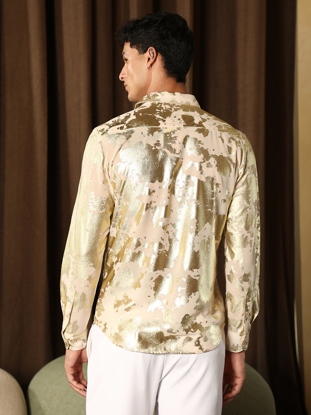 Metallic-Foil Imprint Shirt