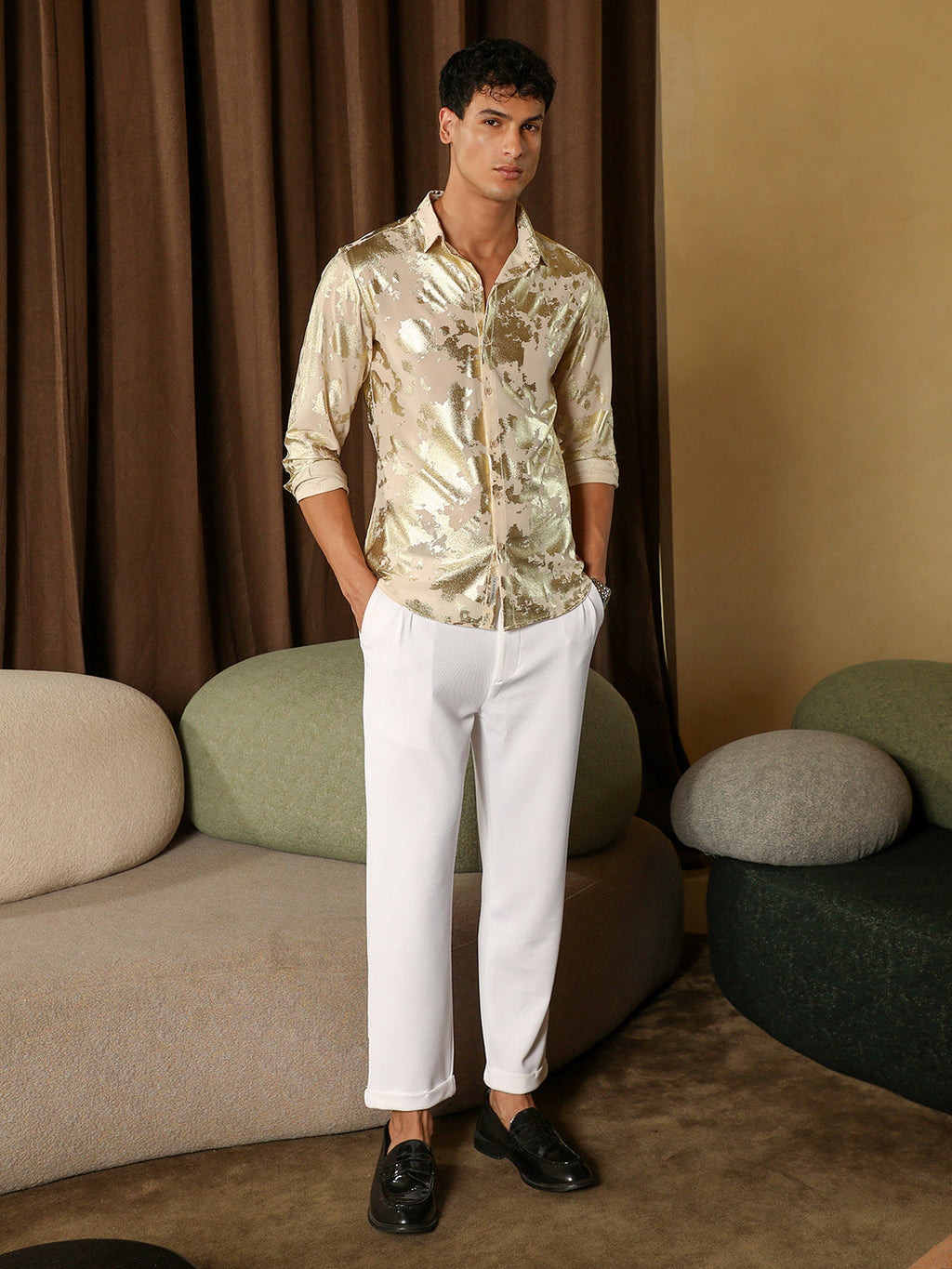 Metallic-Foil Imprint Shirt