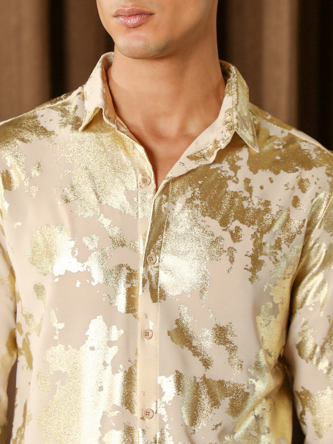 Metallic-Foil Imprint Shirt