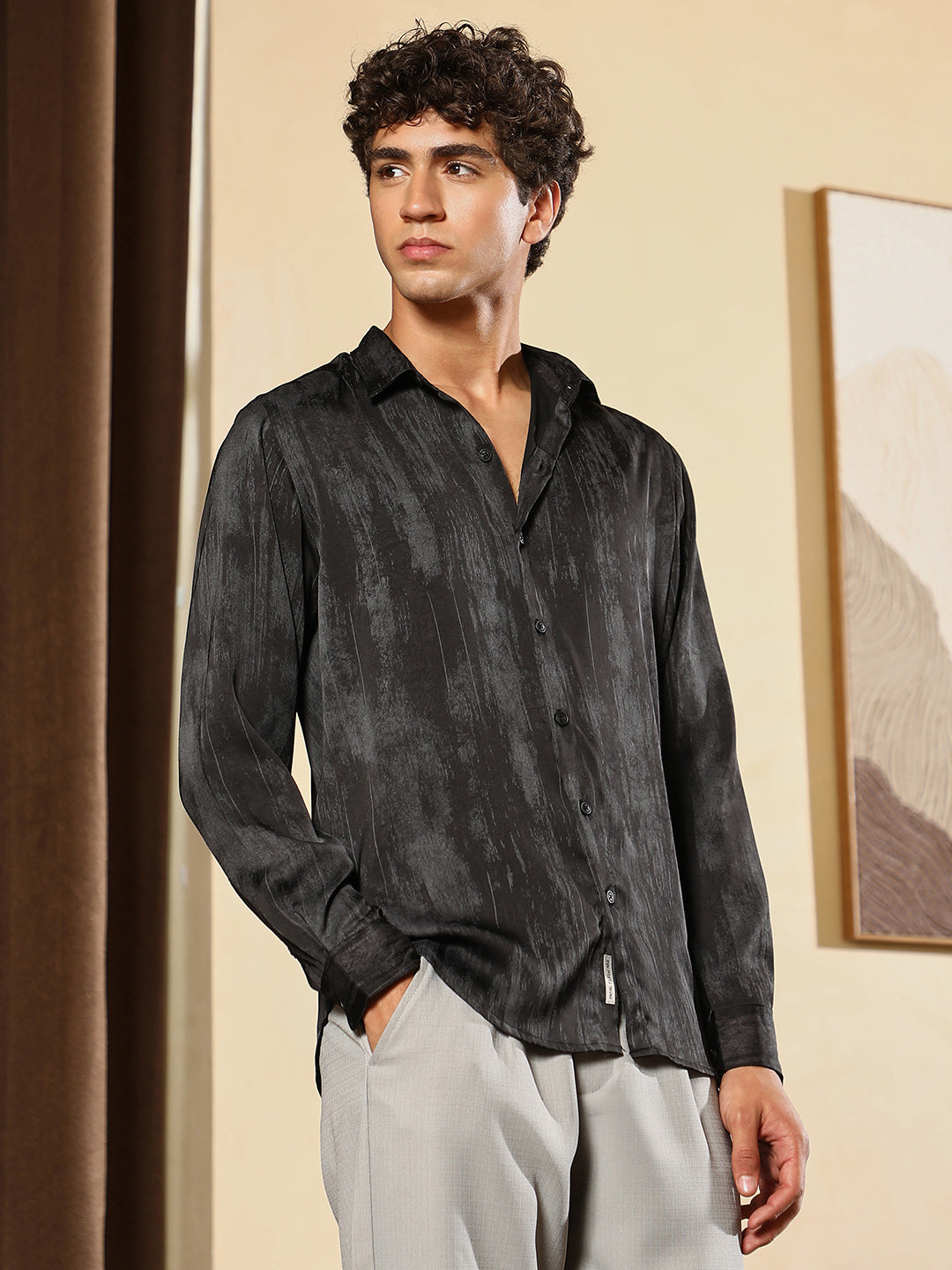 Gleaming-Grazed Satin Shirt
