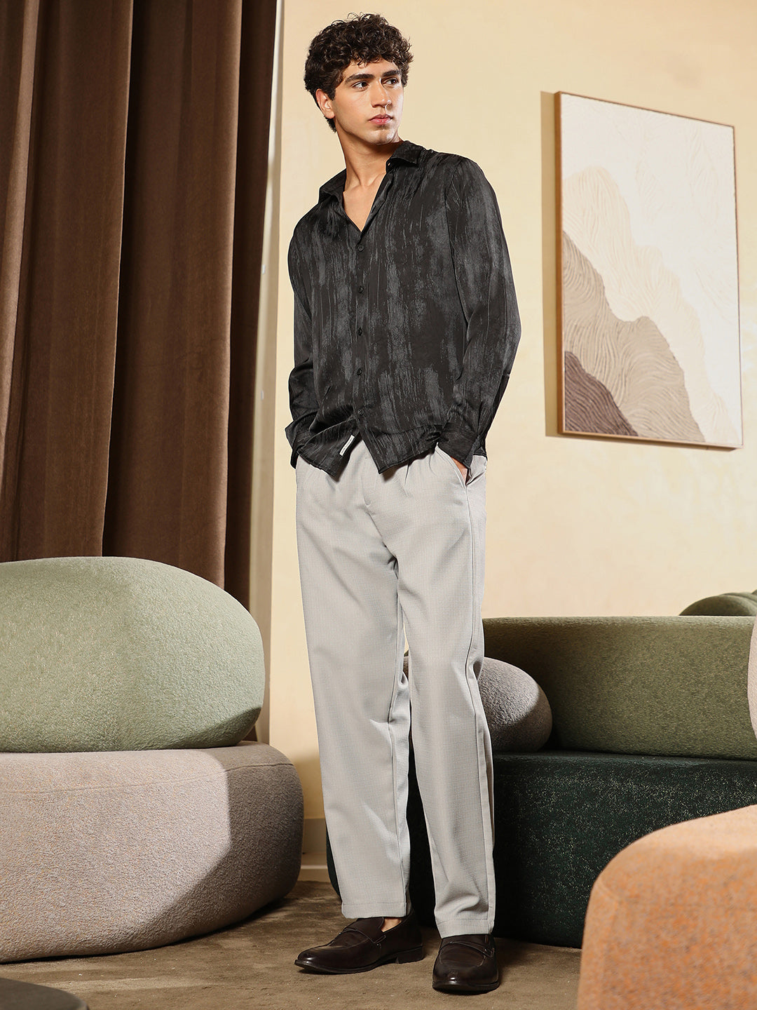 Gleaming-Grazed Satin Shirt