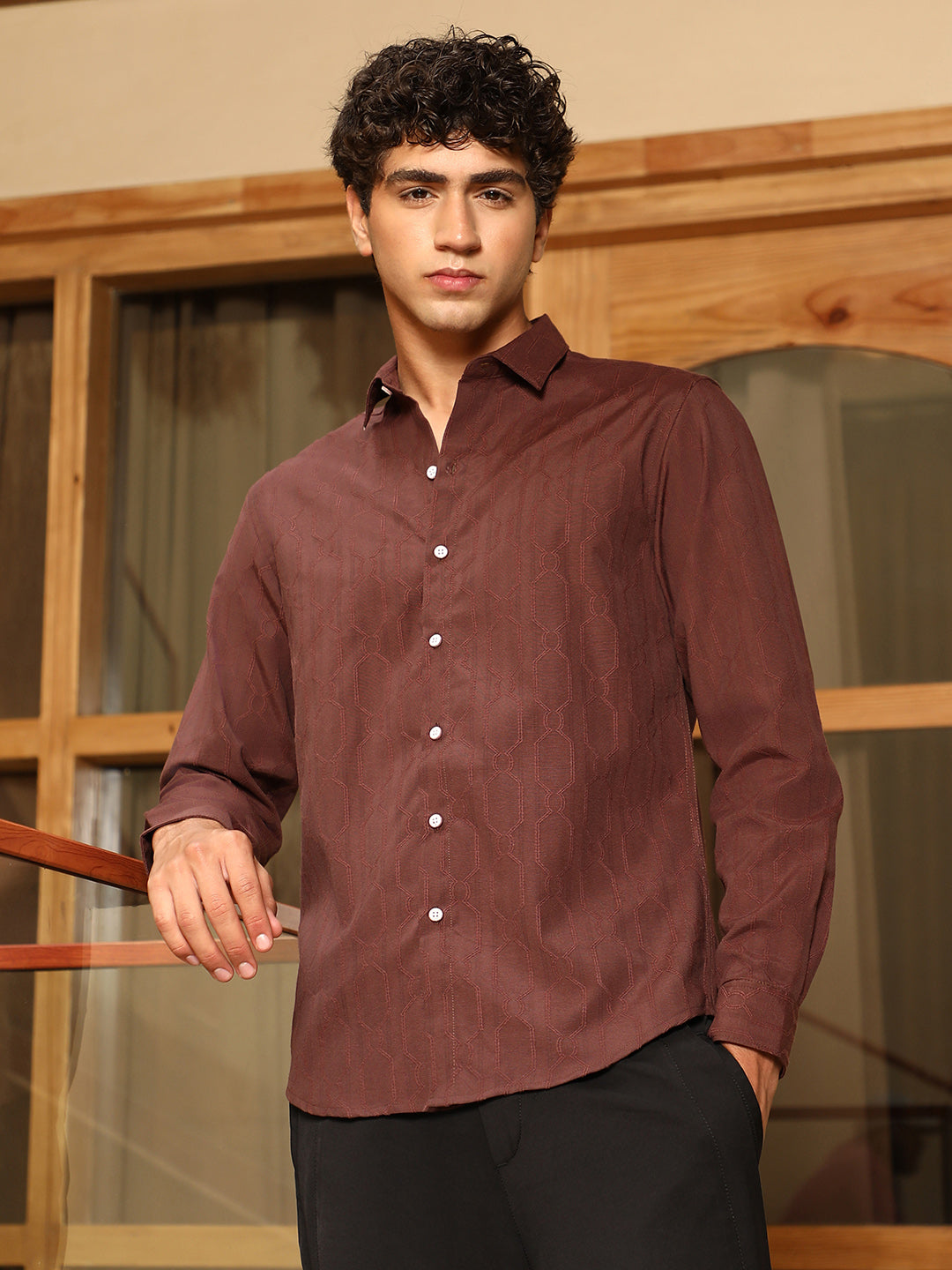 Indie-Geometric Jacquard Shirt