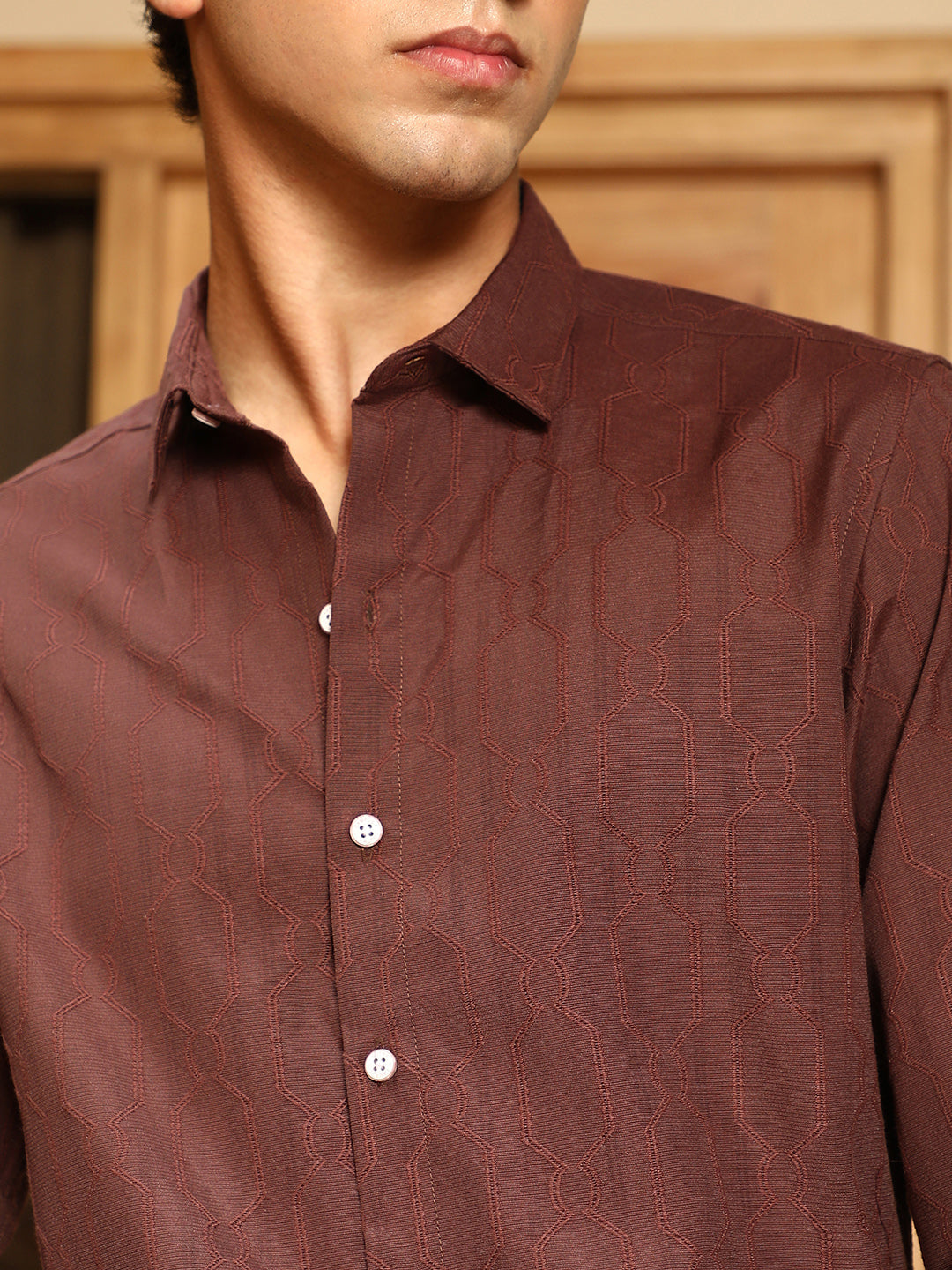 Indie-Geometric Jacquard Shirt
