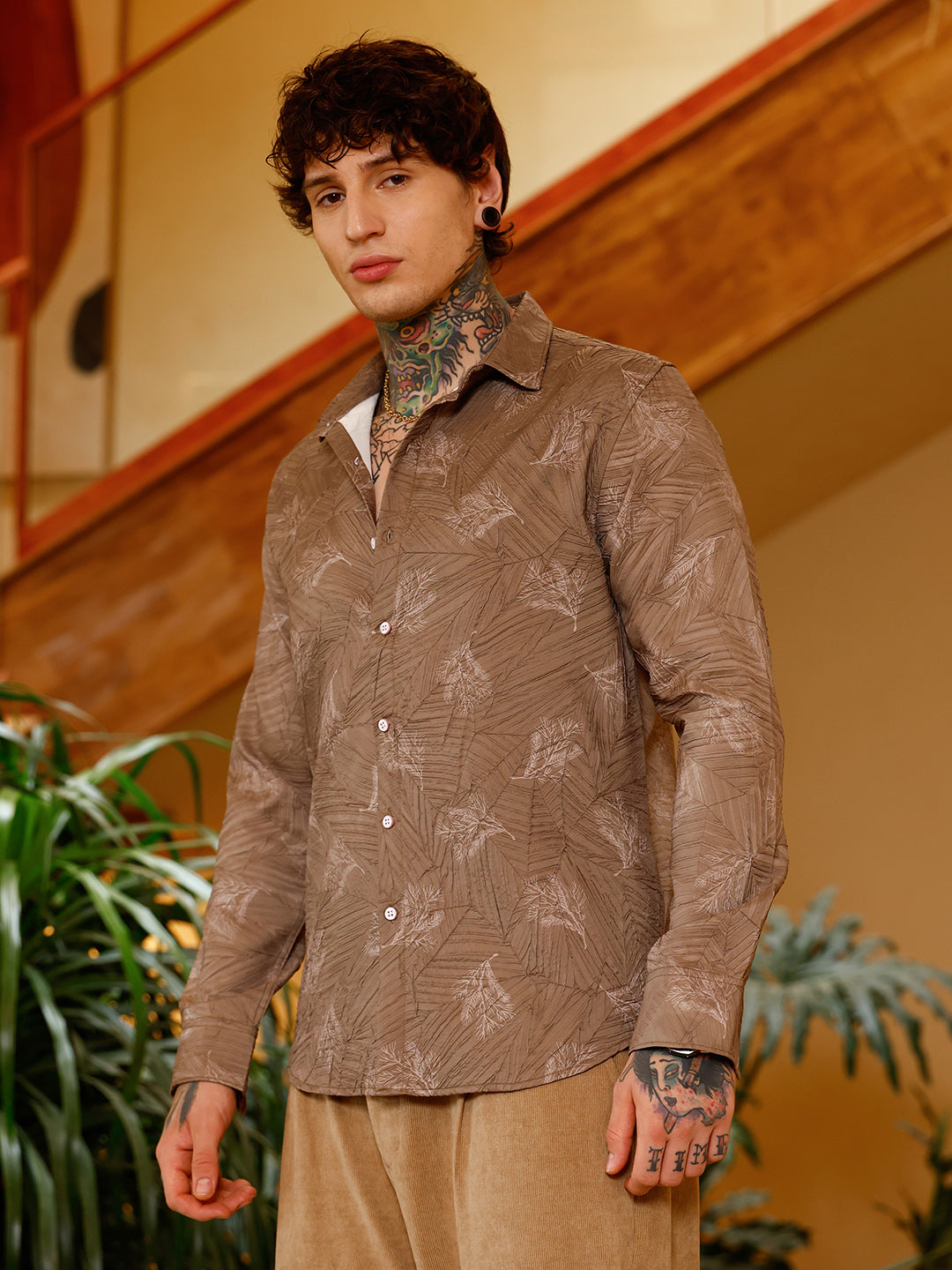 Twig-Imprint Foliage-Tactile Shirt