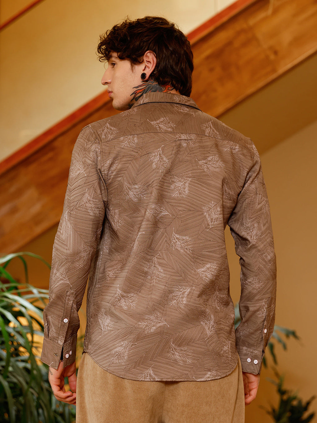 Twig-Imprint Foliage-Tactile Shirt