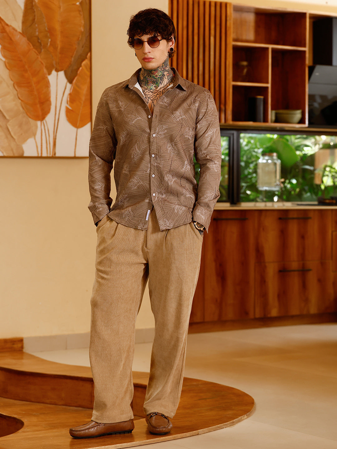 Twig-Imprint Foliage-Tactile Shirt