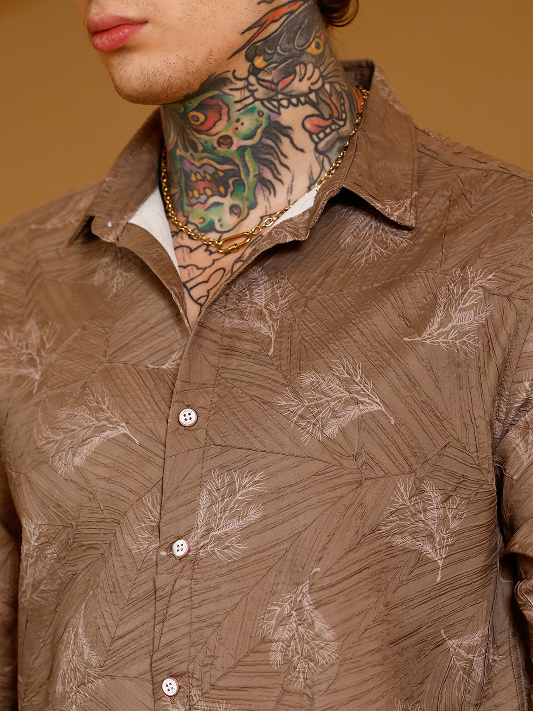 Twig-Imprint Foliage-Tactile Shirt