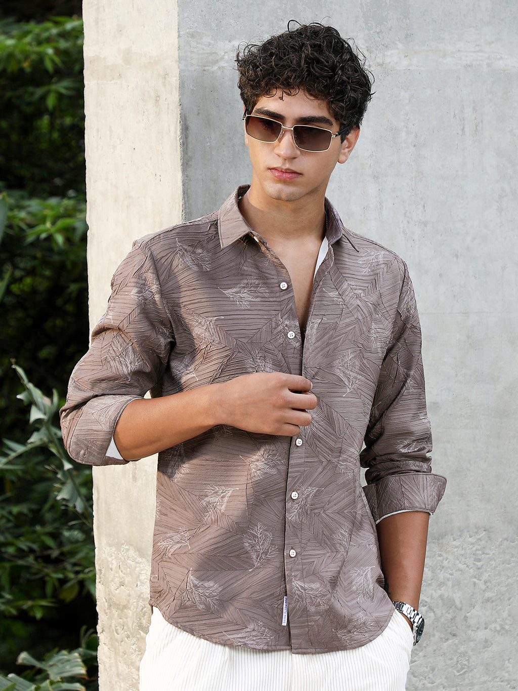 Twig-Imprint Foliage-Tactile Shirt