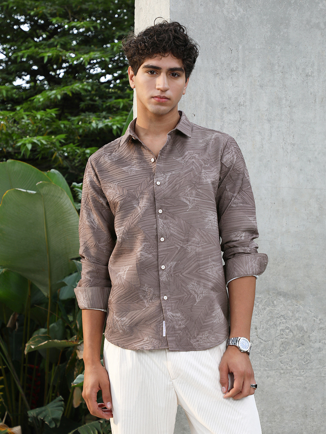 Twig-Imprint Foliage-Tactile Shirt