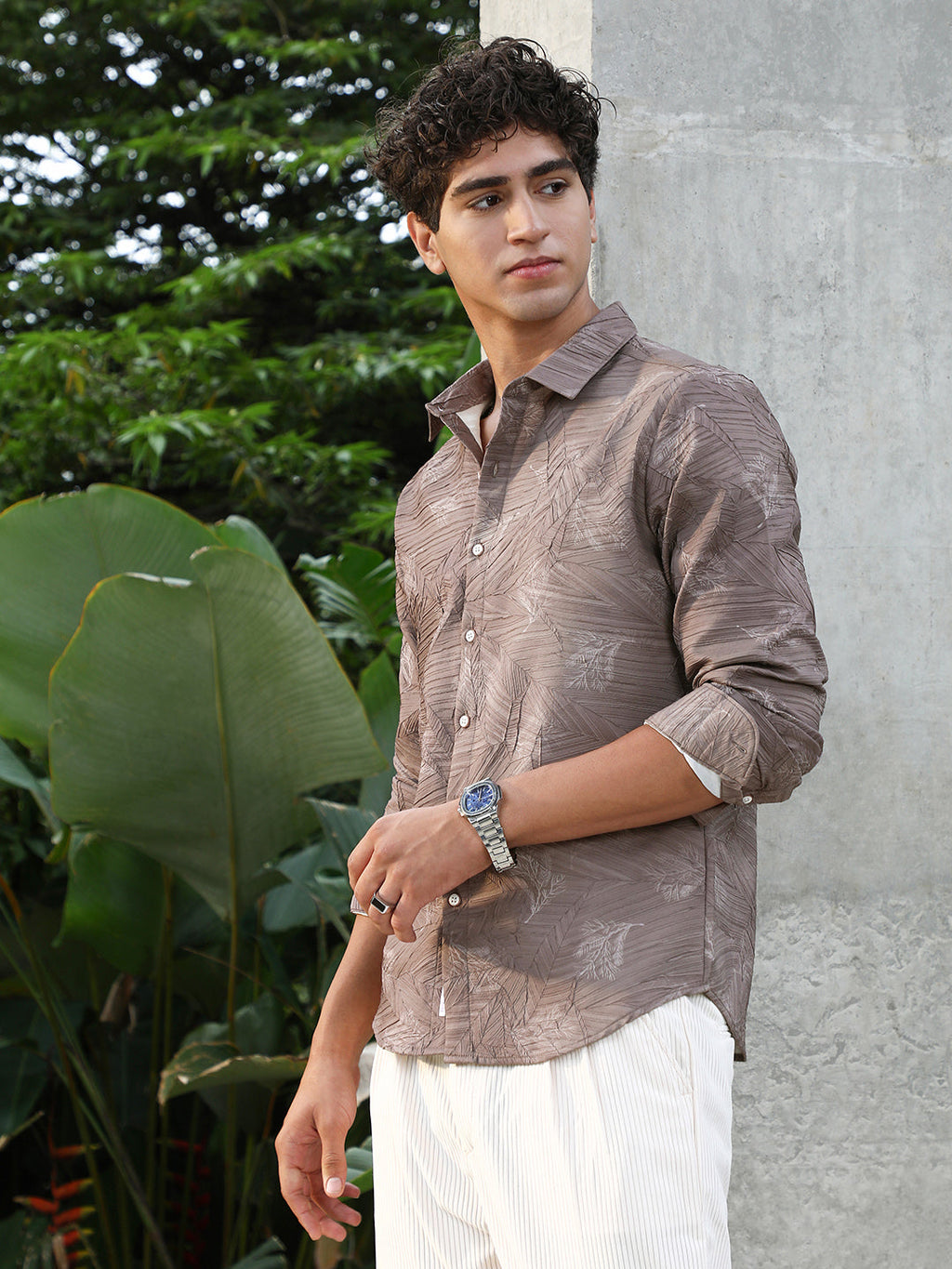 Twig-Imprint Foliage-Tactile Shirt