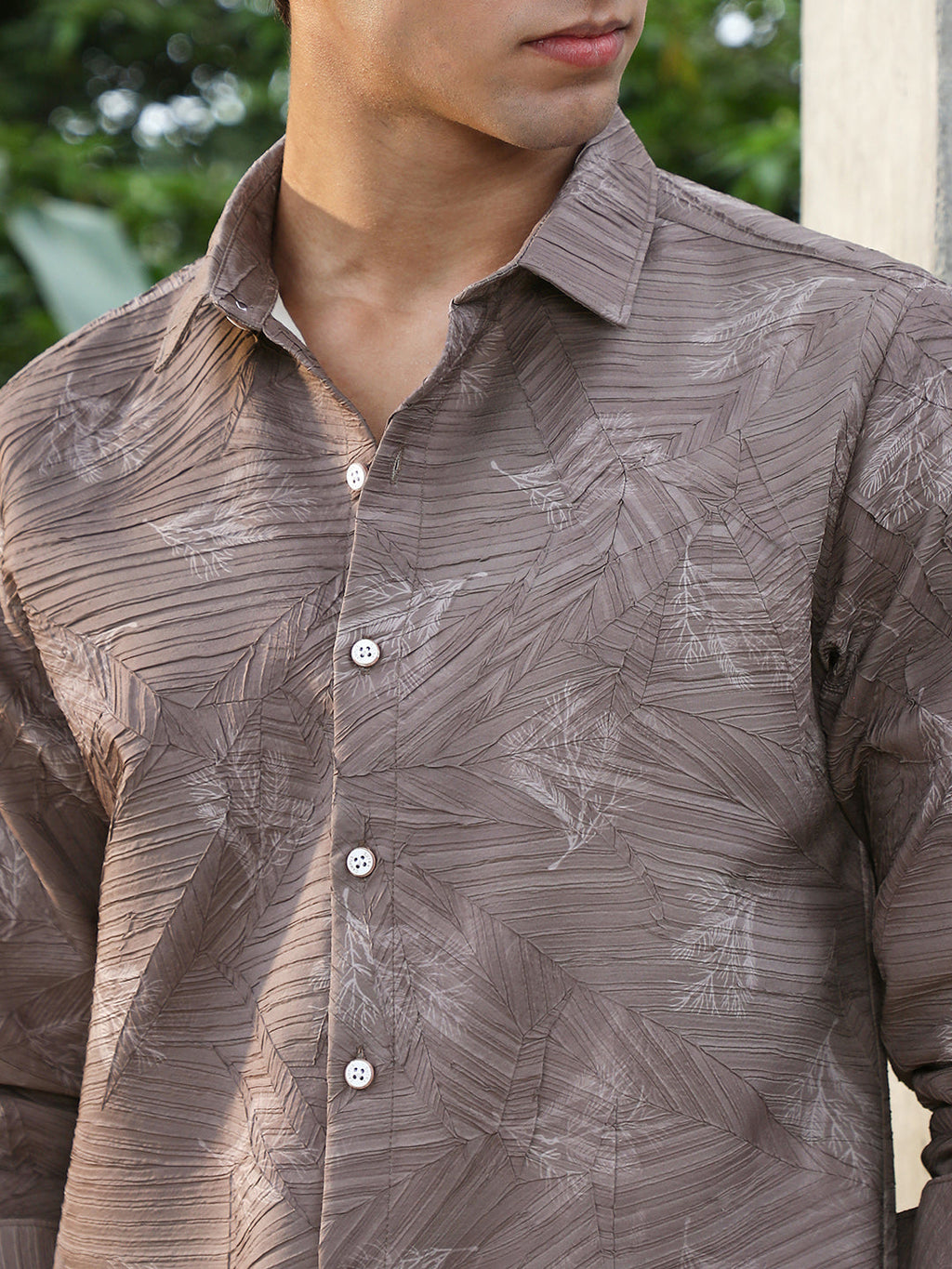 Twig-Imprint Foliage-Tactile Shirt