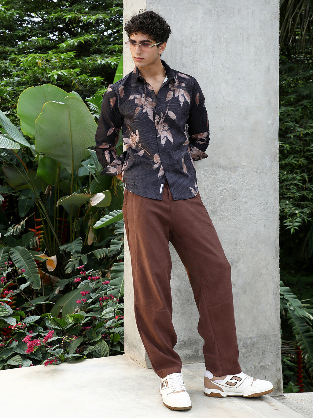 Imprinted Foliage Textured Shirt