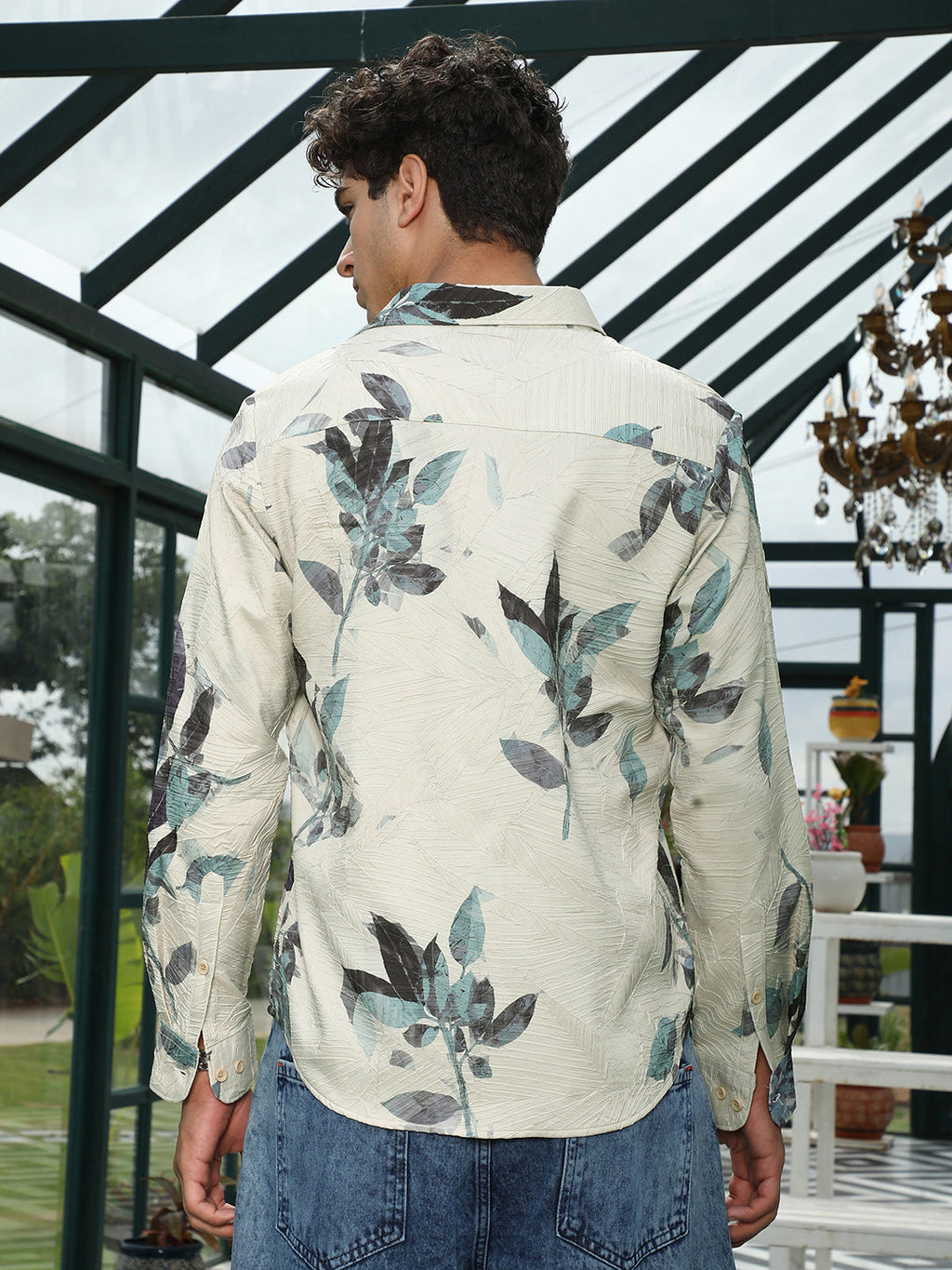 Imprinted Foliage Textured Shirt