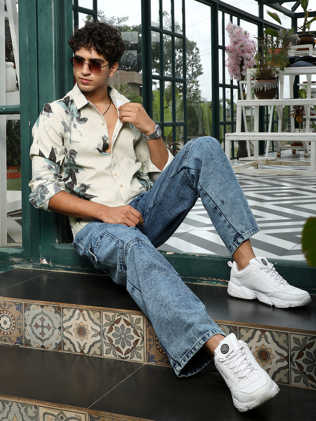 Imprinted Foliage Textured Shirt