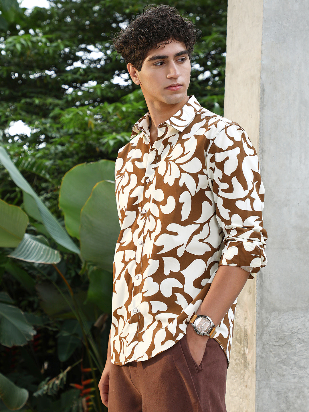 Contrast-Botanics Imprint Shirt