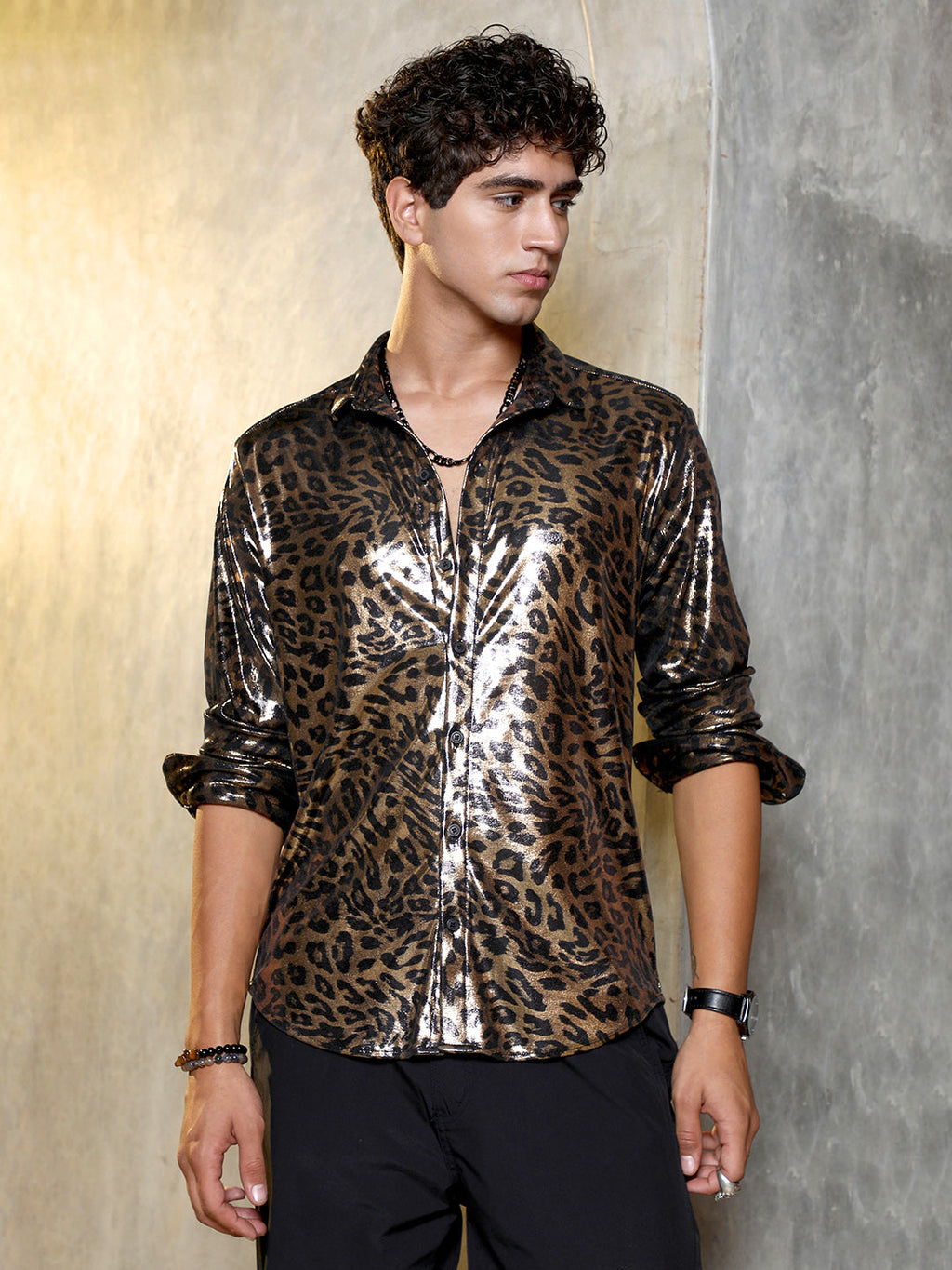 Metallic-Cheetah Velvet Shirt
