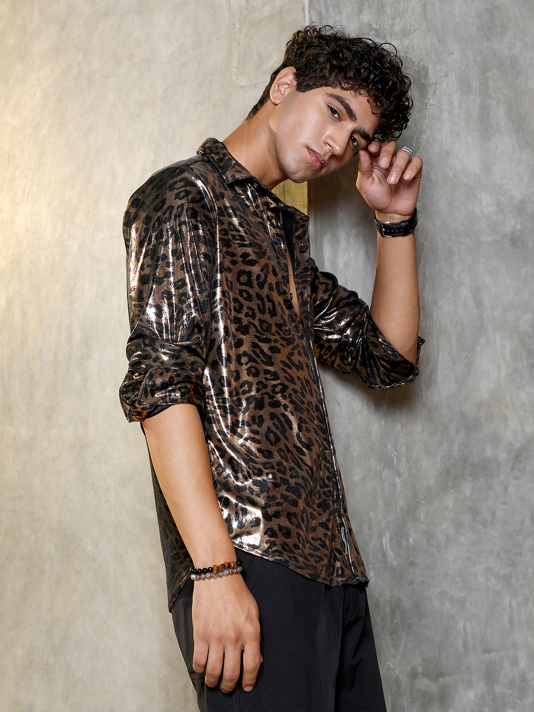 Metallic-Cheetah Velvet Shirt