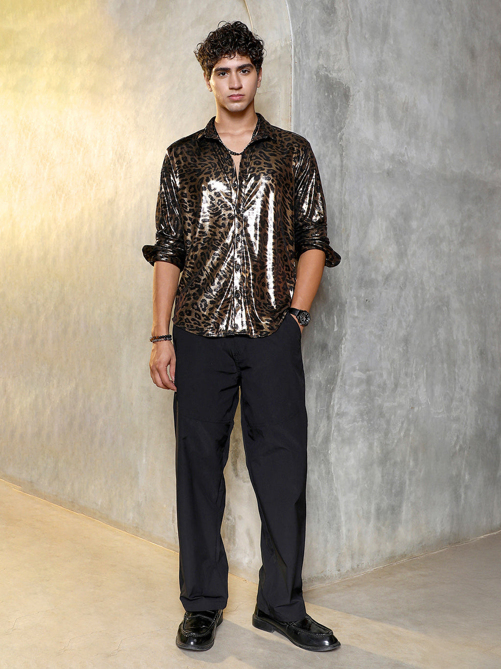 Metallic-Cheetah Velvet Shirt