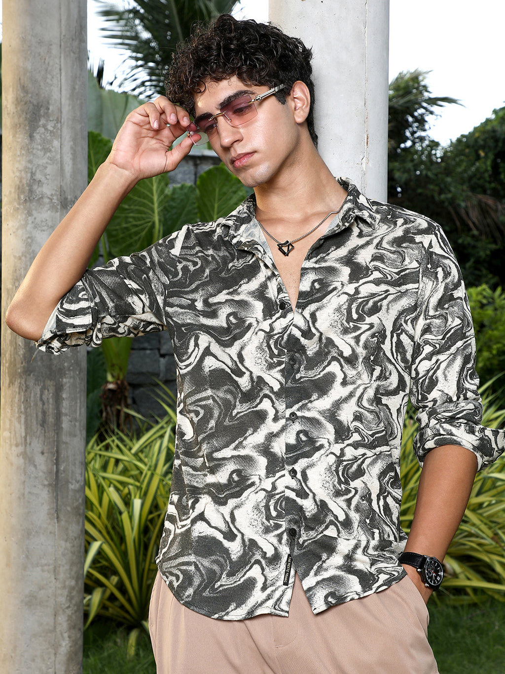 Fluid-Marble Textured Shirt