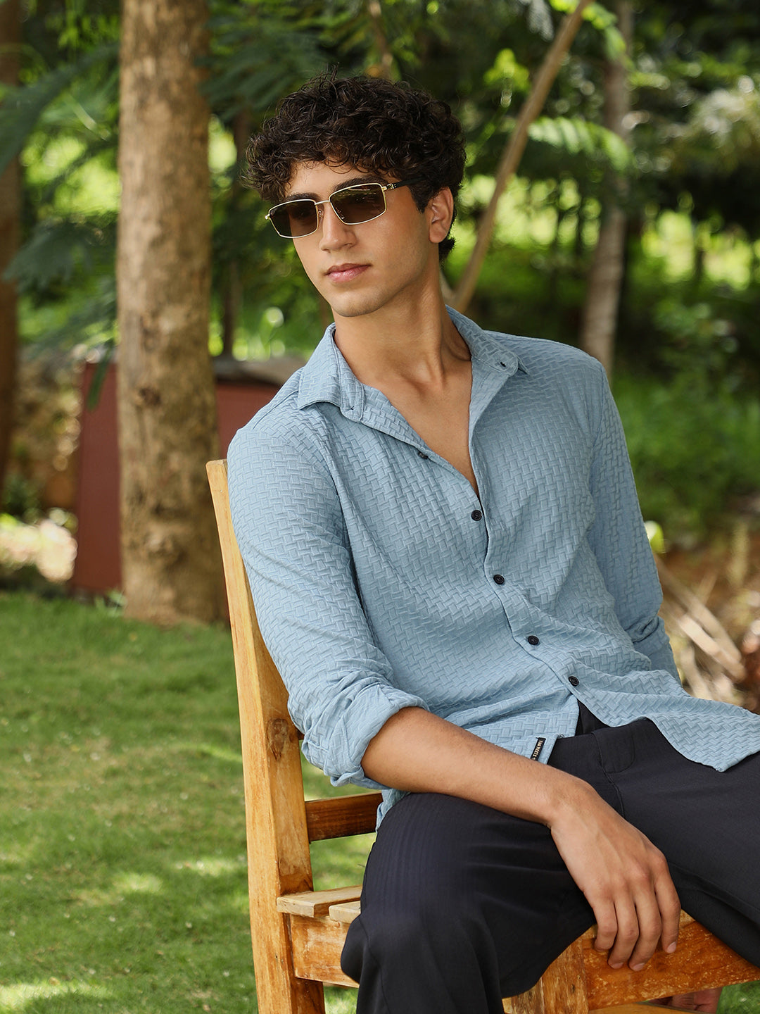 Basket-Knit Jacquard Shirt