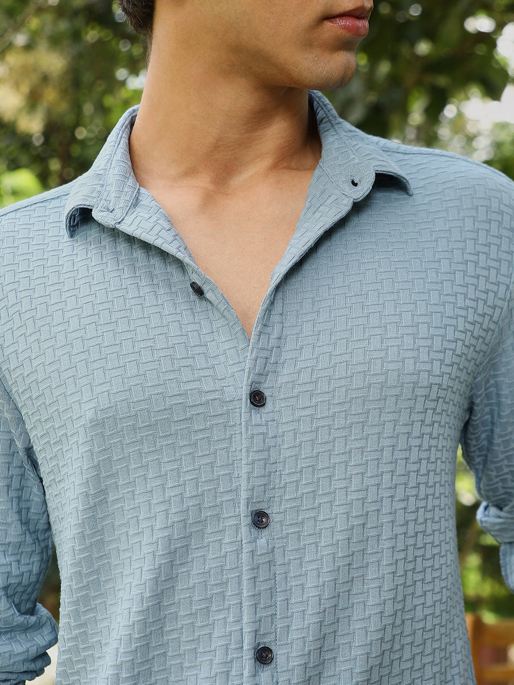 Basket-Knit Jacquard Shirt