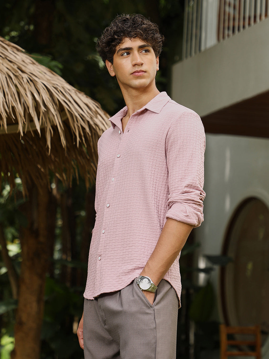 Basket-Knit Jacquard Shirt