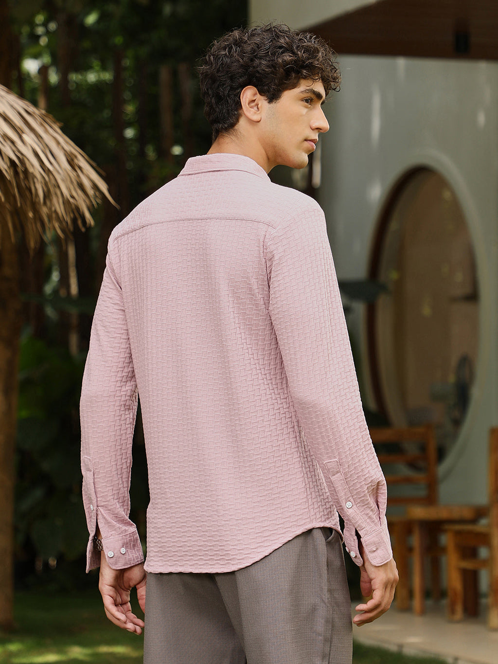 Basket-Knit Jacquard Shirt