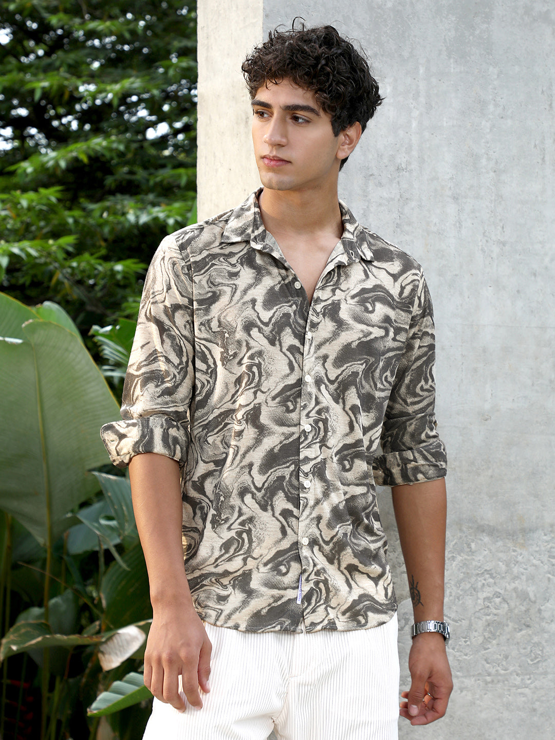 Fluid-Marble Textured Shirt