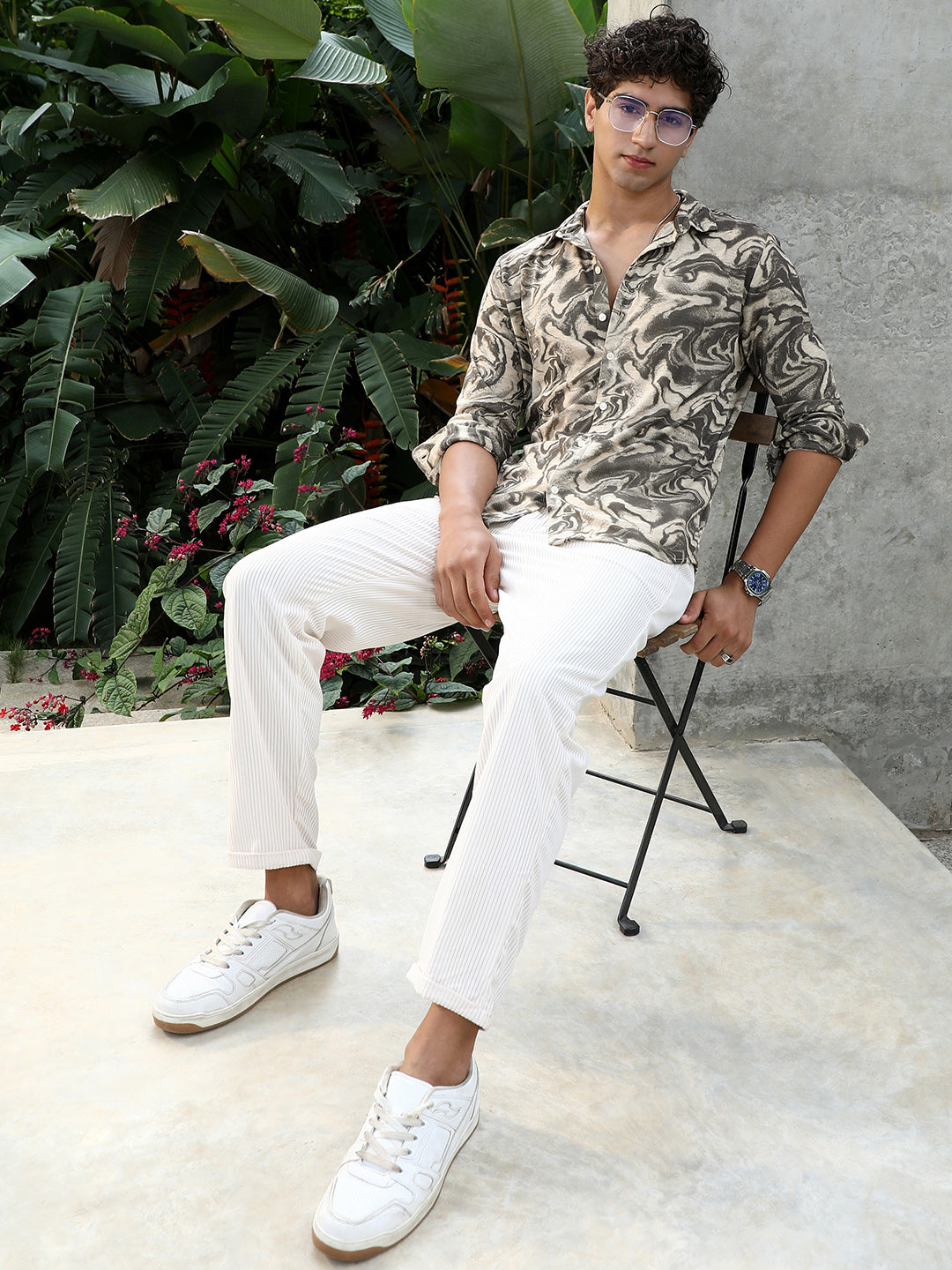 Fluid-Marble Textured Shirt