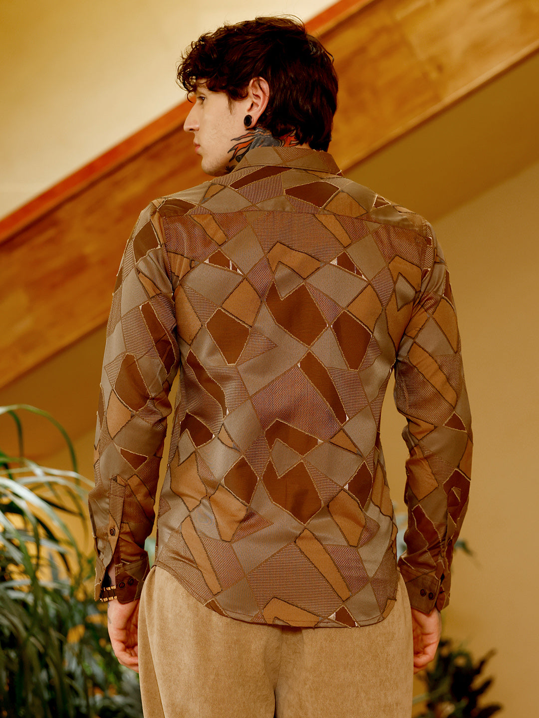 Block-Geometric Jacquard Shirt