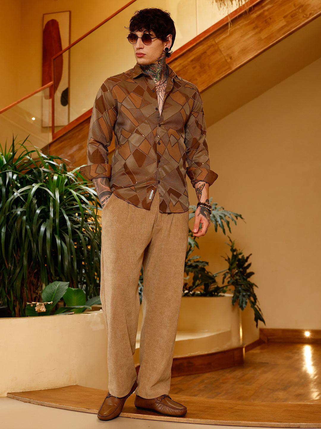 Block-Geometric Jacquard Shirt