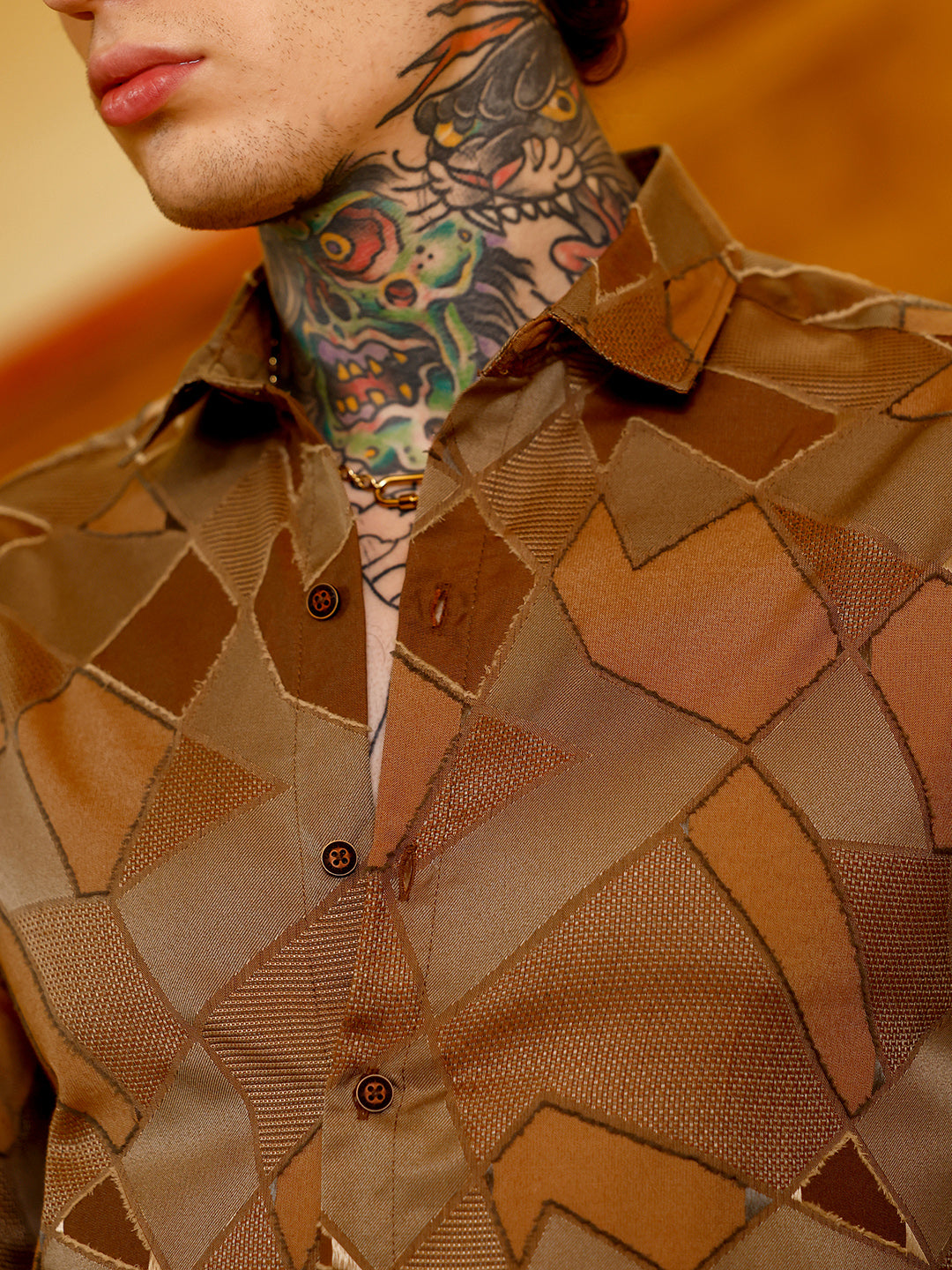 Block-Geometric Jacquard Shirt