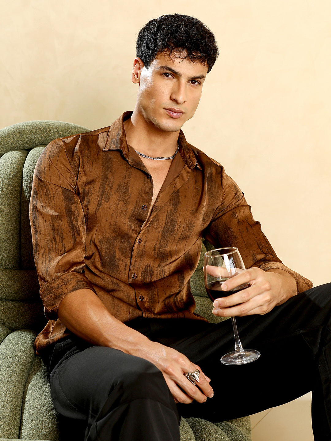 Gleaming-Grazed Satin Shirt