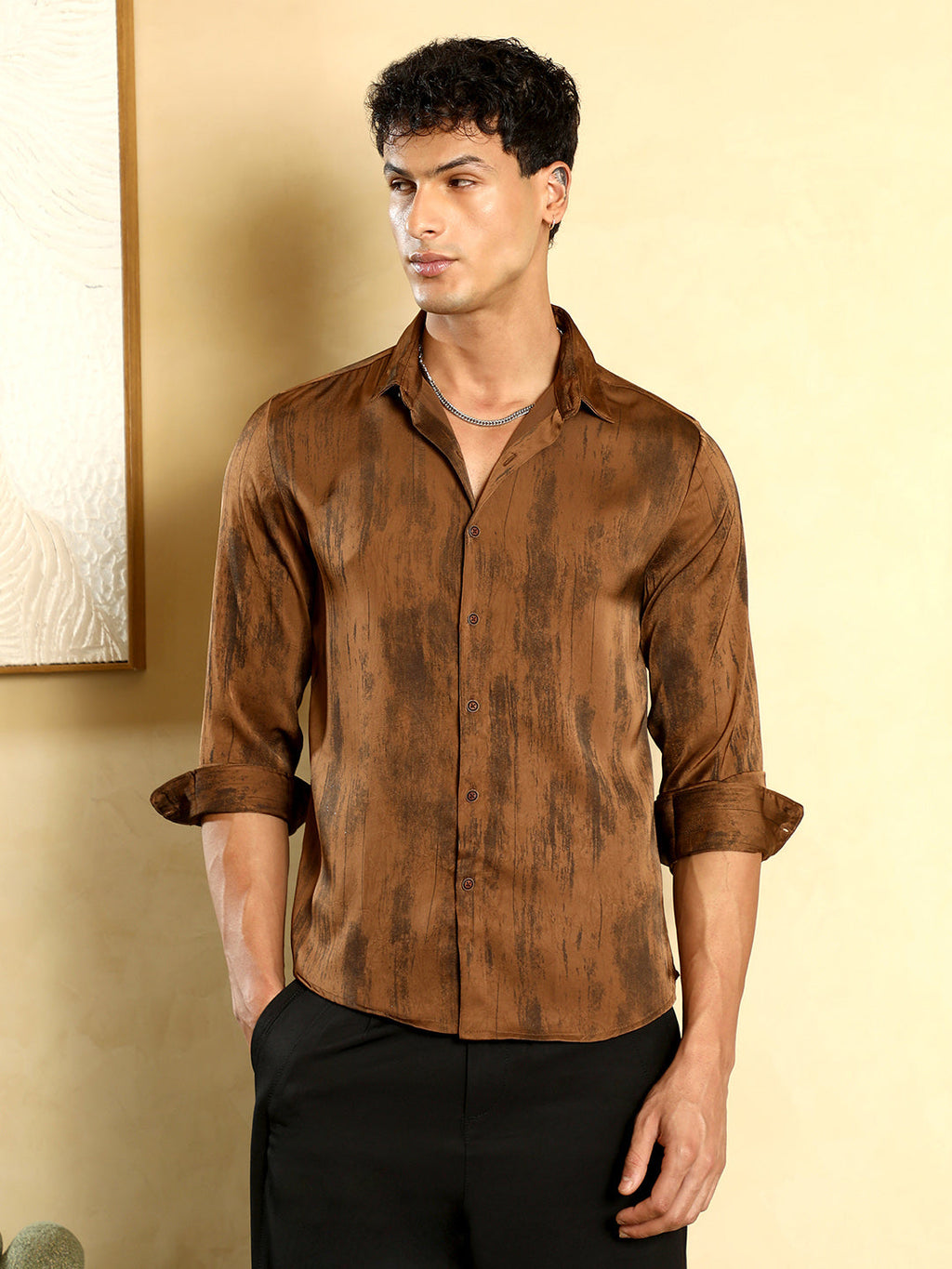 Gleaming-Grazed Satin Shirt