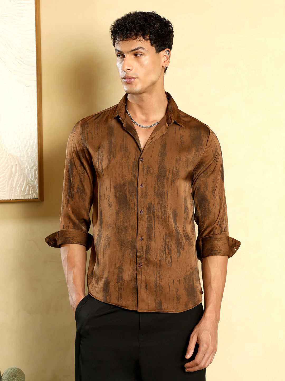 Gleaming-Grazed Satin Shirt