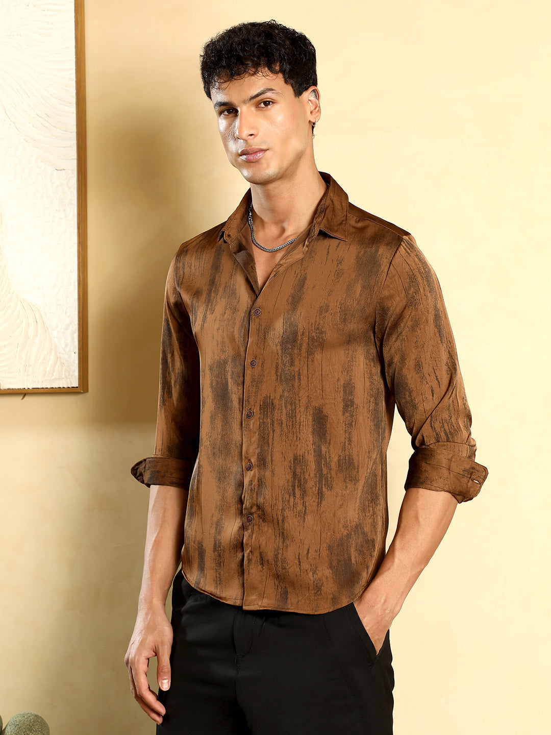 Gleaming-Grazed Satin Shirt