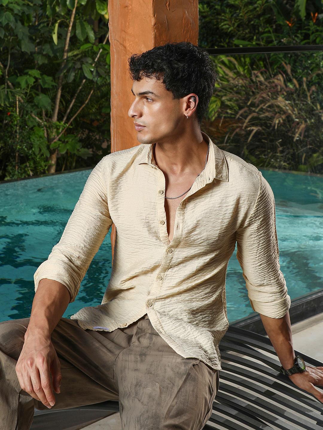 Solid Creased-Tactile Shirt