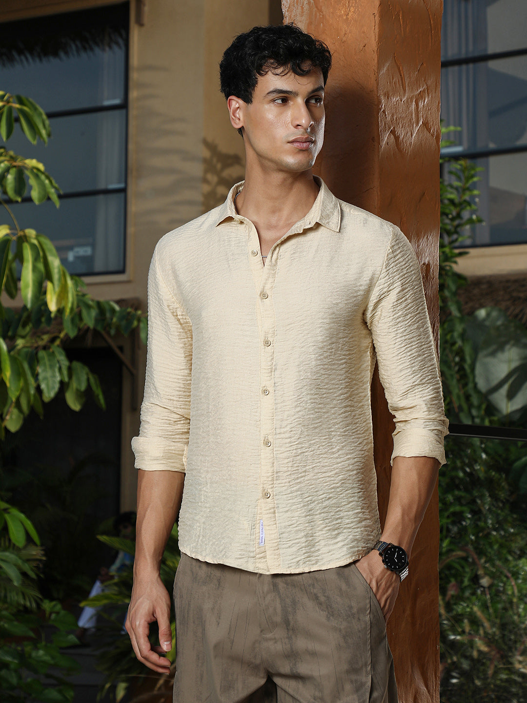 Solid Creased-Tactile Shirt