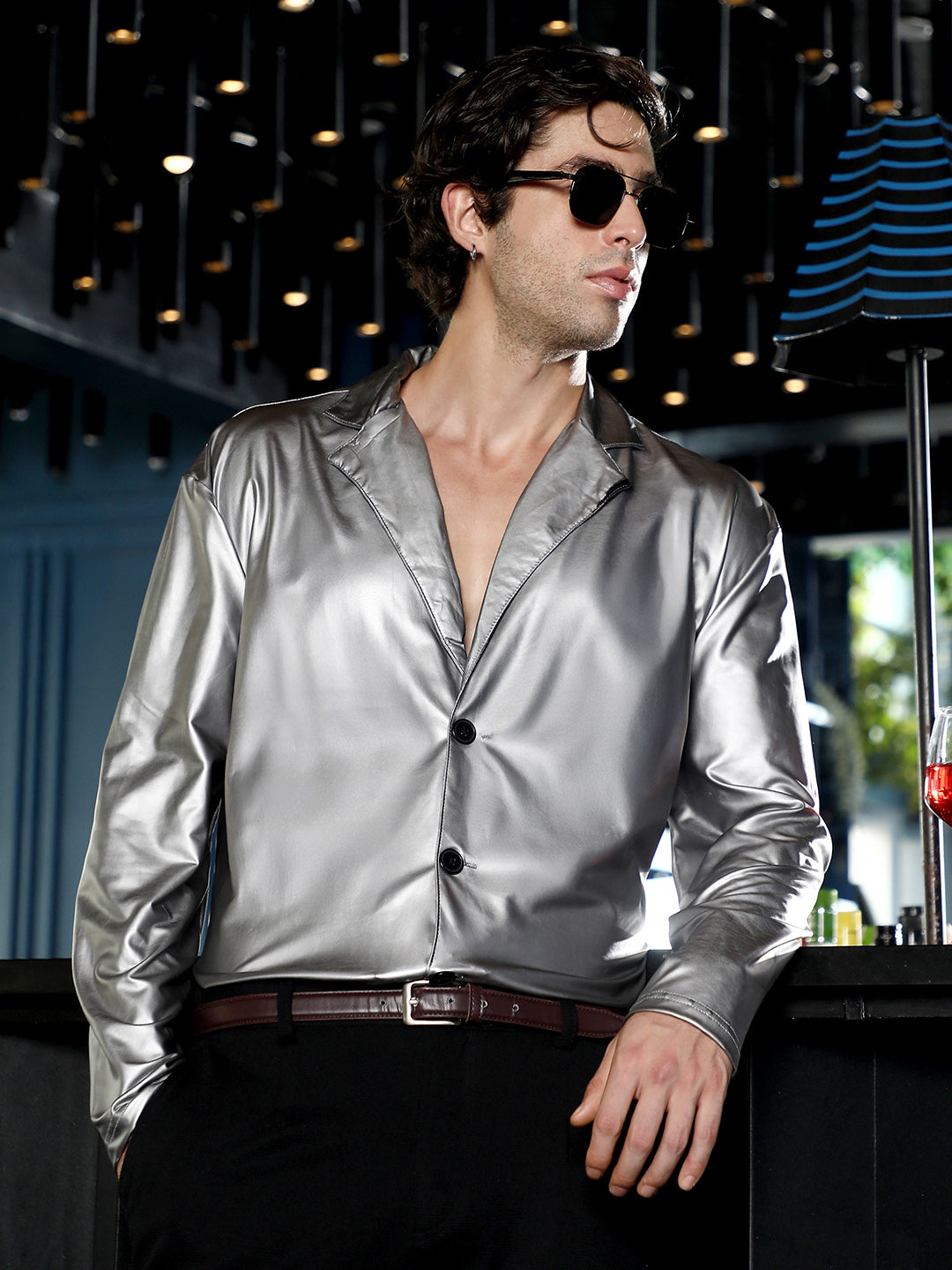 Single-Breasted Sheen Shirt