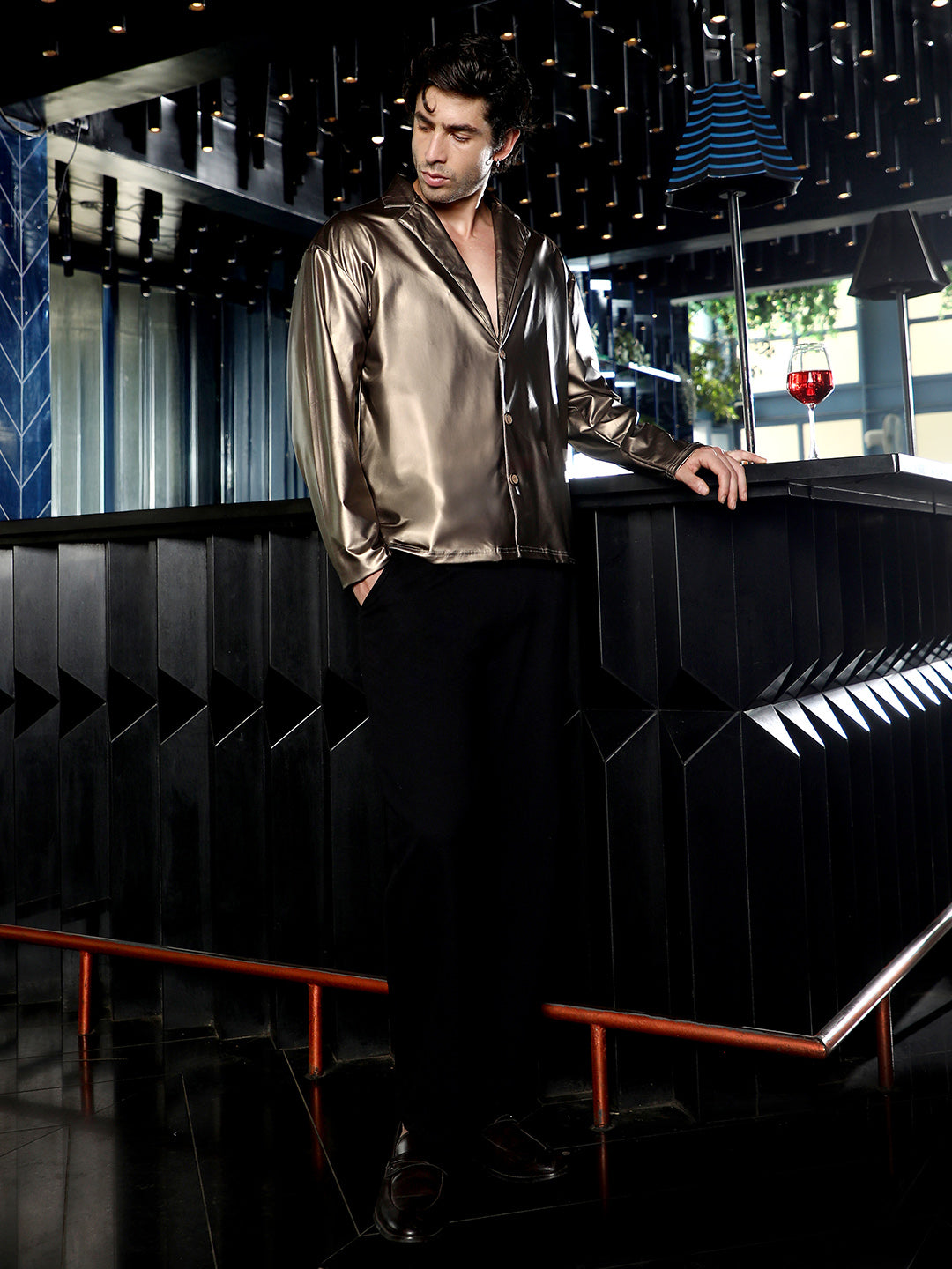 Single-Breasted Sheen Shirt