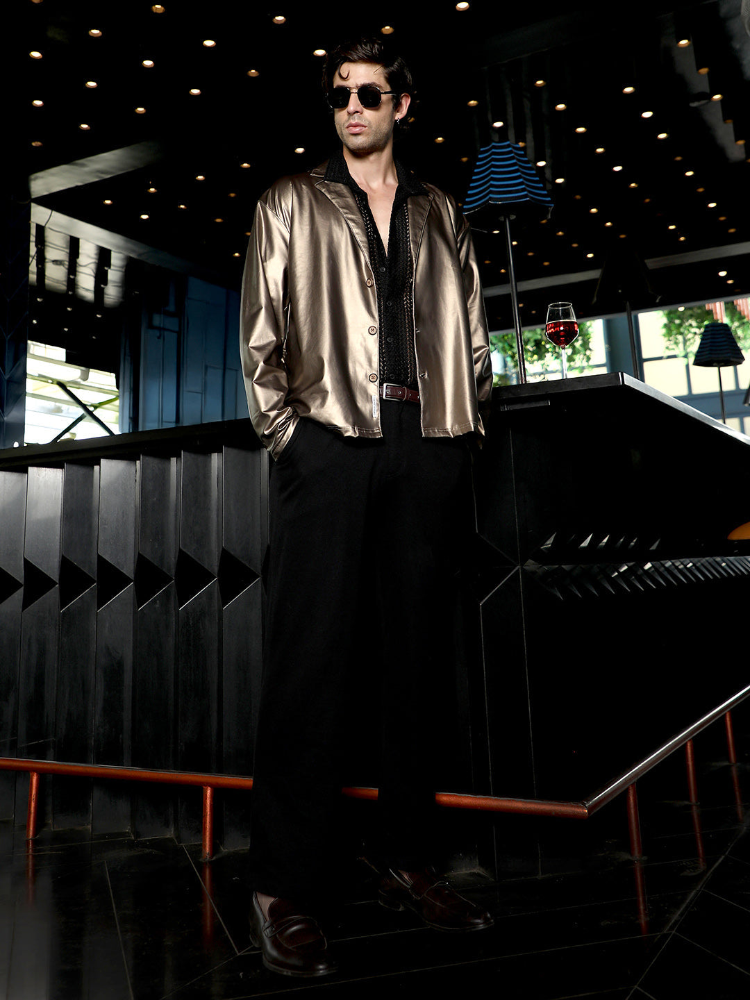 Single-Breasted Sheen Shirt