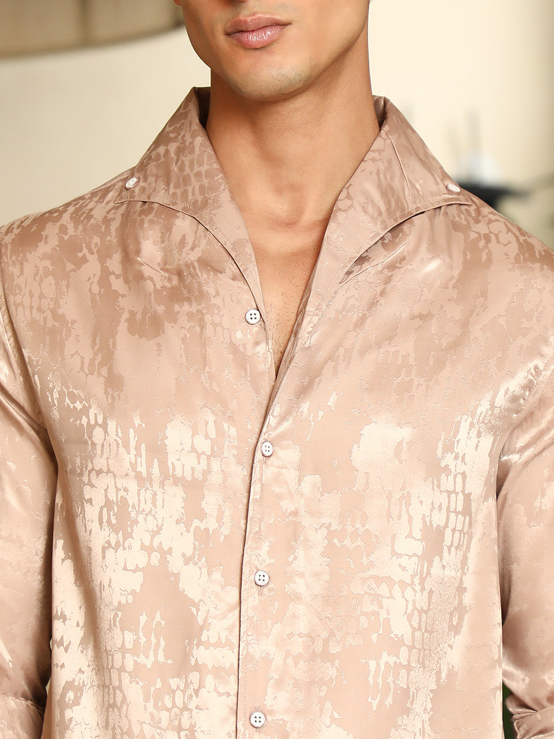 Droplet-Jacquard Satin Shirt
